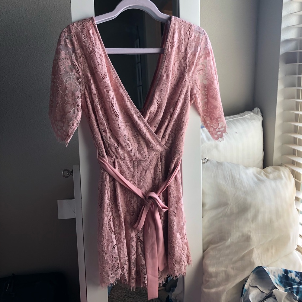 Row A Dusty Pink Lace Romper